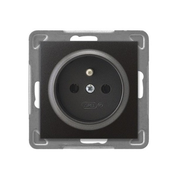 IMPRESJA Anthracite module socket 1x with earthing screw