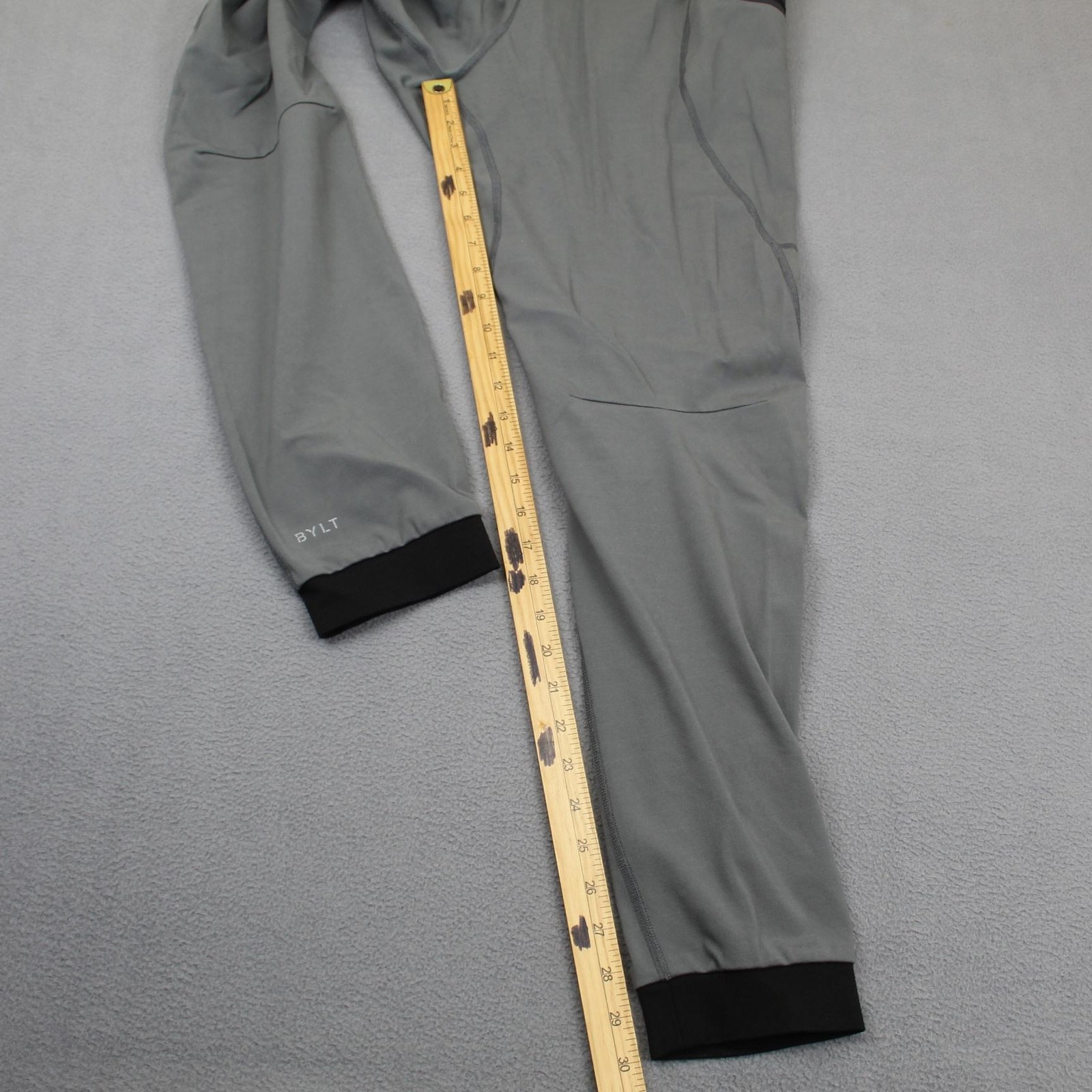 BYLT Joggers Mens Large Gray Athletic Zip Pocket Stretch Lightweight Sweatpants