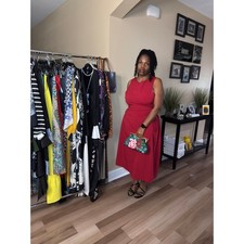 Niche Pleated Waist-Cinching Figure-Flattering A-Line Maxi Dress Size: 3 XL