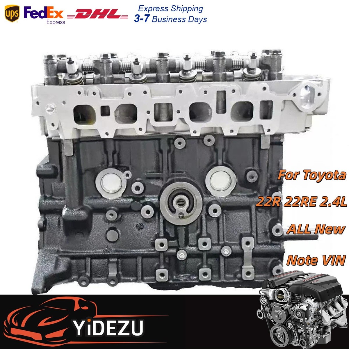 Long Block Engine Assembly For Toyota 22R 22RE 2.4L Trucks and