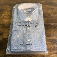 Charles Tyrwhitt Extra Slim Fit 16.5/35 Indigo Blue and Lilac Non-Iron Shirt