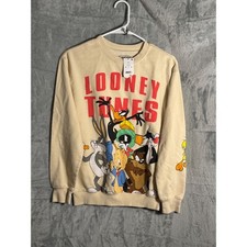 Looney Tunes sweatshirt Character Graphic Sweatshirt Cream Beige XS NEW