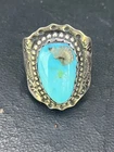 c1940s Marked Sterling Silver NAVAJO Mens Native American Turquoise Ring Band