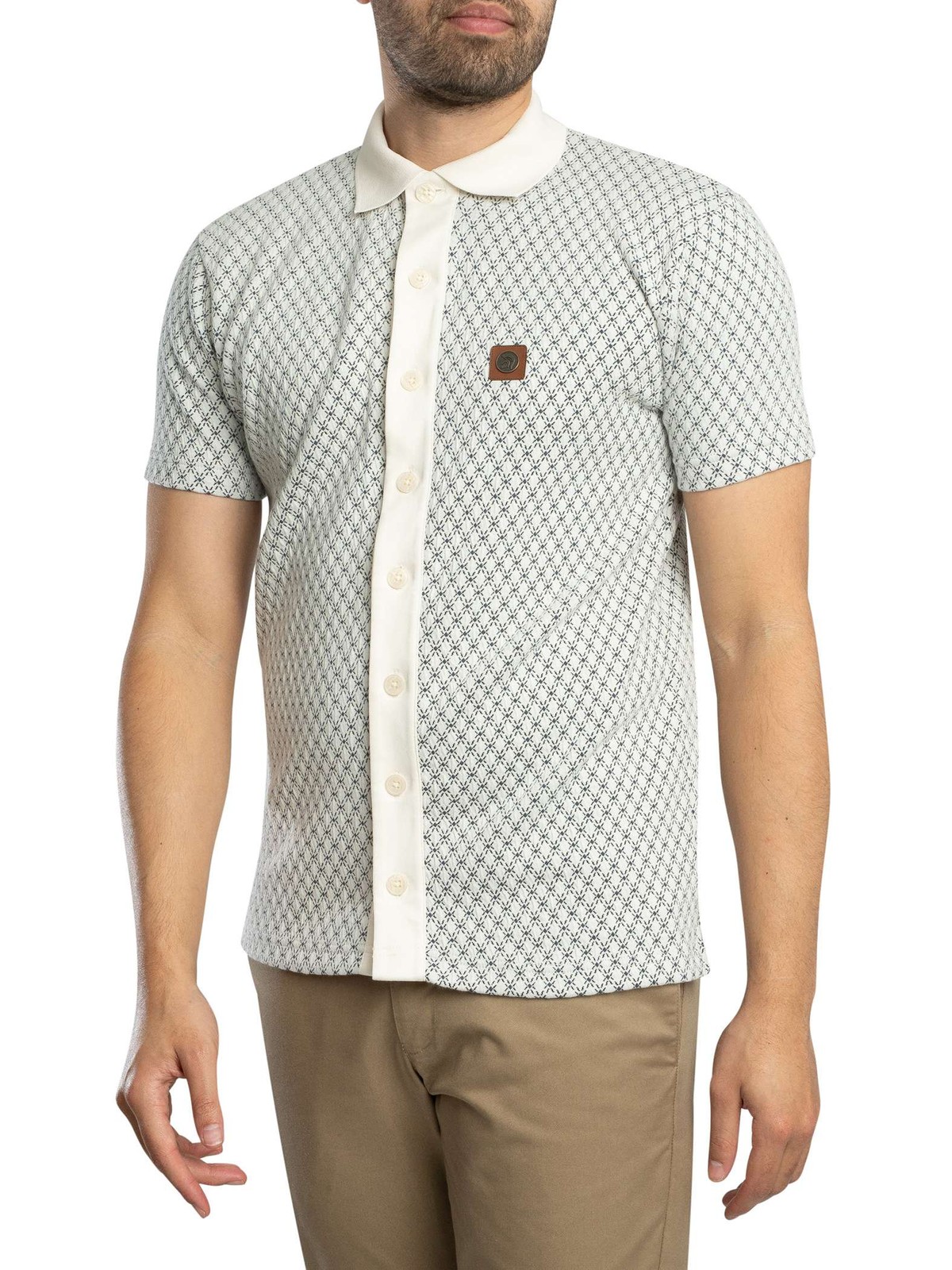 Trojan Men's Diamond Jacquard Polo Shirt, White