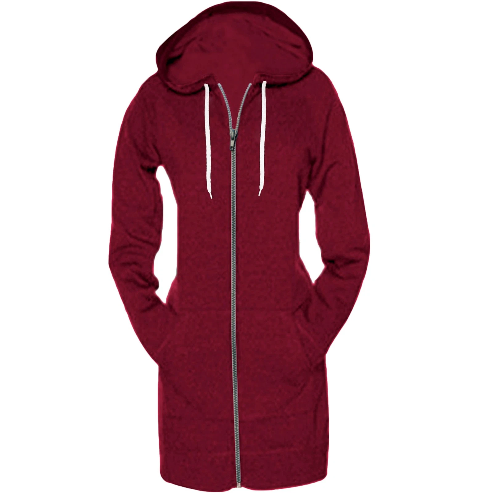 Women's Casual Zip Up Hoodies Coat Pocket Tunic Sweatshirt Long Outerwear Jacket
