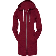 Women's Casual Zip Up Hoodies Coat Pocket Tunic Sweatshirt Long Outerwear Jacket