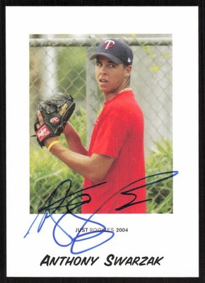 2004 Just Rookies Anthony Swarzak Auto GCL Twins #80 Card Signed