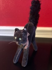 Steiff Black Halloween Cat, 1950-1973, 10 Cm, Velvet, Button