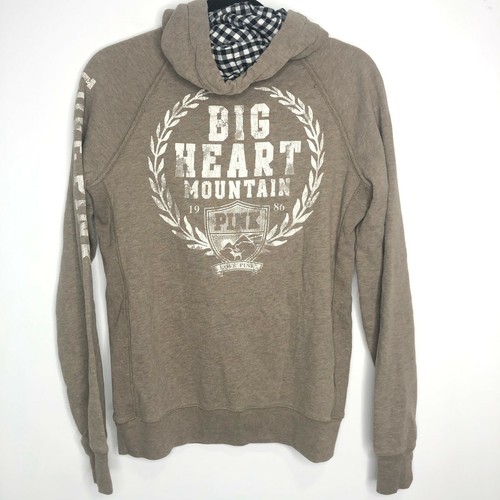 PINK Victorias Secret Felpa Con Cappuccio Felpa Marrone Cuore grande  montagna taglia media | eBay