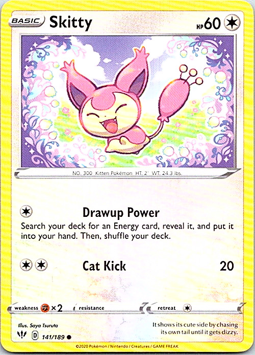 Skitty 141/189 Pokemon Darkness Ablaze Regular Light Play