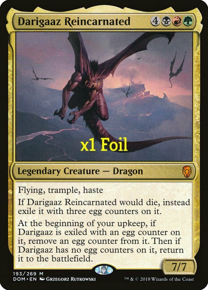 Darigaaz Reincarnated 1x FOIL DOM MTG Dominaria Mythic MINT black red green Darigaaz Reincarnated 1x FOIL DOM MTG Dominaria Mythic MINT black red green