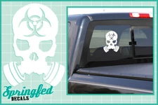 SKULL w/ Gasmask cut vinyl decal car truck window sticker Skeleton Sticker