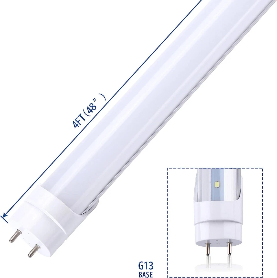 Lâmpada tubular LED T8 4 pés 22W 4000K~6500K 4 pés lâmpadas LED para loja sem lastro - Imagem 2 de 4