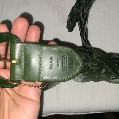 COACH VINTAGE BRAIDED FOREST GREEN LEATHER BELT SIZE MEDIUM