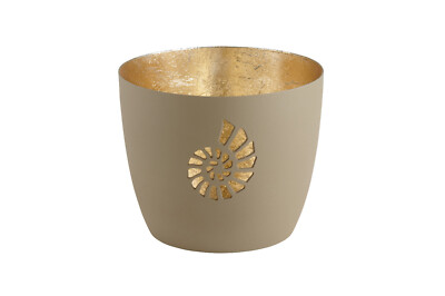 Gift Company Madras, Windlicht, M, Motiv: Muschel, sandstone/gold