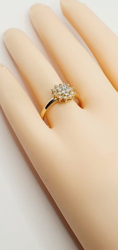 9ct Diamond Cluster Half Carat Dome Ring 375 Yellow Gold Size O Hallmarked - Picture 16 of 21