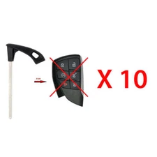 10 AKS KEYS Uncut Blade Emergency Insert Key Replacement for Chevrolet GMC-HU100