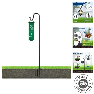Sturdy 60'' Metal Shephard Hook: Adjustable Garden Hanger for Weddings & Decor