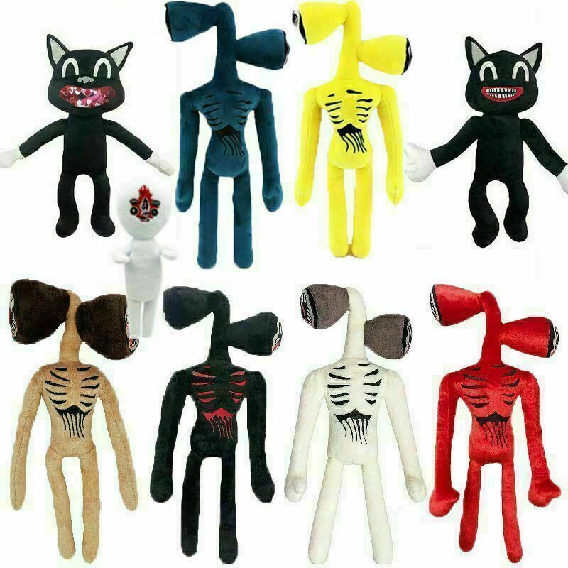 Cartoon Siren Head Horror Plush Black Cat Dog Stuffed Doll Kids