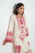 NWT SANA SAFINAZ Size XL Dobby Jacquard Embroided Kurti Pakistani Designer
