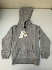 NAUTICA Zip-Up Fleece Hoodie Little Girls 5 Grey Heather Kangaroo Pocket M