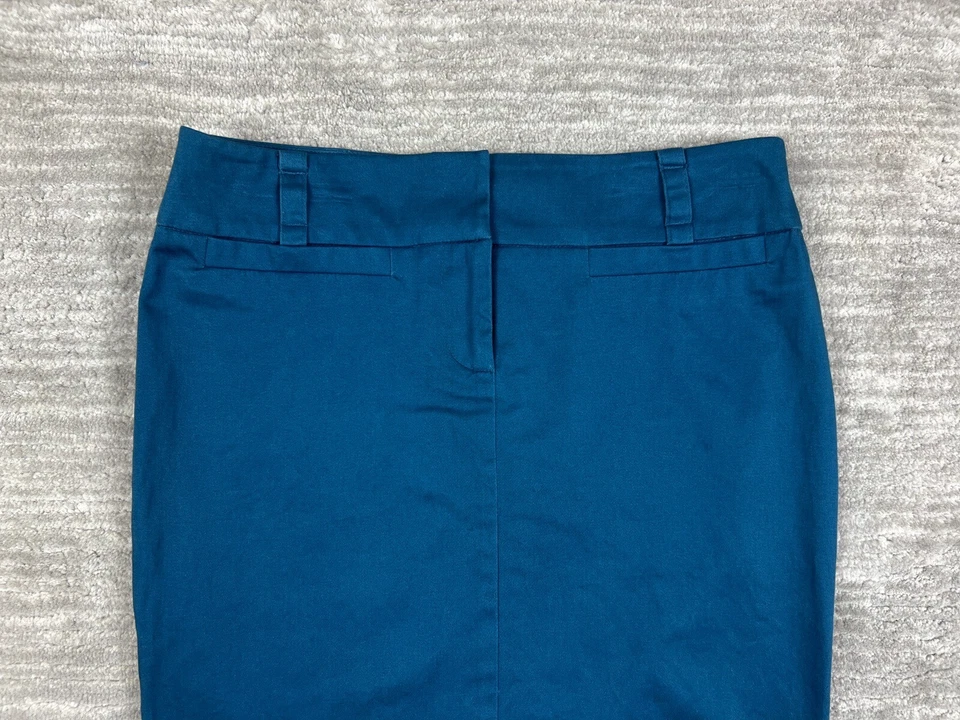 Love Tease Skirt Juniors 5 Blue Green Cotton Blend Lined Straight Knee Length - Image 2 of 4