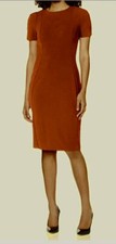 CALVIN KLEIN SCUBA SHEATH DRESS, SHORT PUFF SLEEVE, ALMOND , SIZE 6 NWT