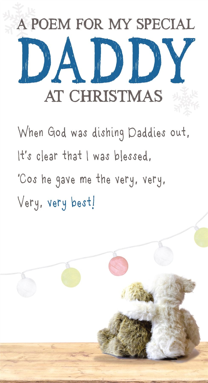 Snuggly Bumkins, Blessed, Daddy, Christmas Card, 130x235mm
