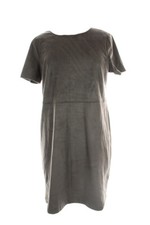 Vince Camuto New Grey Short-Sleeve Faux-Suede Shift Dress 4 $149