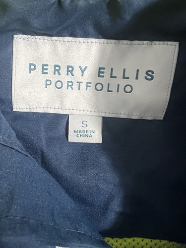 Perry Ellis Hooded Windbreaker Portfolio Men's Small Navy, Full Zip Jacket - Picture 3 of 13
