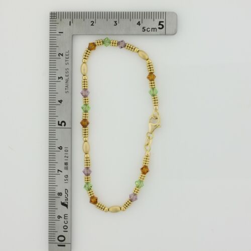14K Yellow Gold Faceted Bead Semi Precious Bracelet 7 Inch Long Circa 1990 - Picture 6 of 6