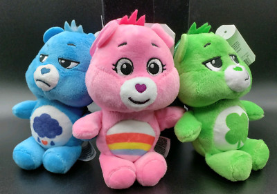 3 Care Bears 6'' Plush Backpack Clips ''Cheer  Grumpy  Good Luck Bears'' - New