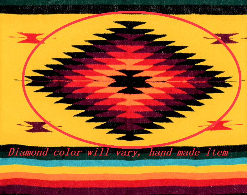 Mexican Blanket Vintage Style Native Diamond Retro Yellow Serape