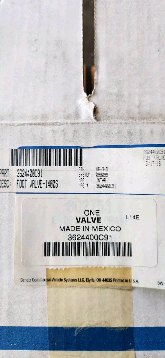 NEW--Bendix 3624400C91 Air Brake Pedal Valve Assembly L14E NEW--Bendix 3624400C91 Air Brake Pedal Valve Assembly L14E