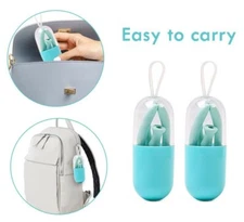 12 Pack Reusable Collapsible Portable Silicone Straws Eco-Friendly