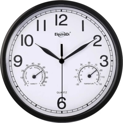 MARMODAY Orologi da parete silenziosi a batteria orologio quadrato soggiorno decorativo temperatura umidità moderno decorativo facile lettura