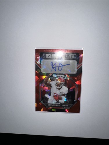 2023 Panini Draft Picks Gervarrius Owens Red Cracked Ice Sensational Signatures - Picture 5 of 14