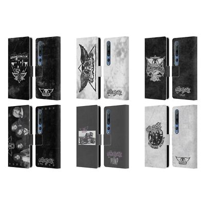 OFFICIAL AEROSMITH BLACK AND WHITE LEATHER BOOK WALLET CASE FOR XIAOMI PHONES