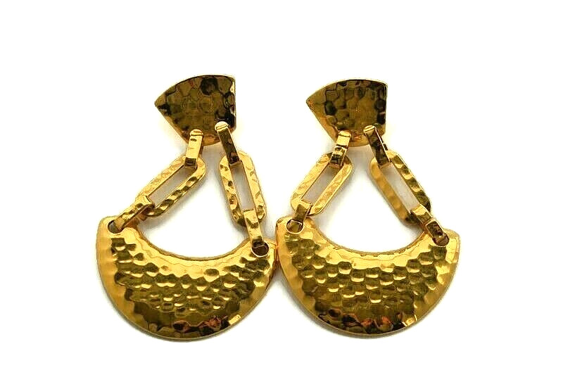 Vintage Avon Hammered Gold Tone Drop/Dangle Pierced Earrings