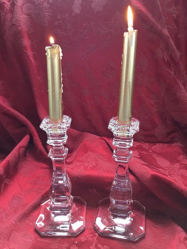 NIB FLAWLESS Stunning BACCARAT TIFFANY & CO Crystal 2 CANDLESTICK CANDLE HOLDERS - Picture 4 of 12