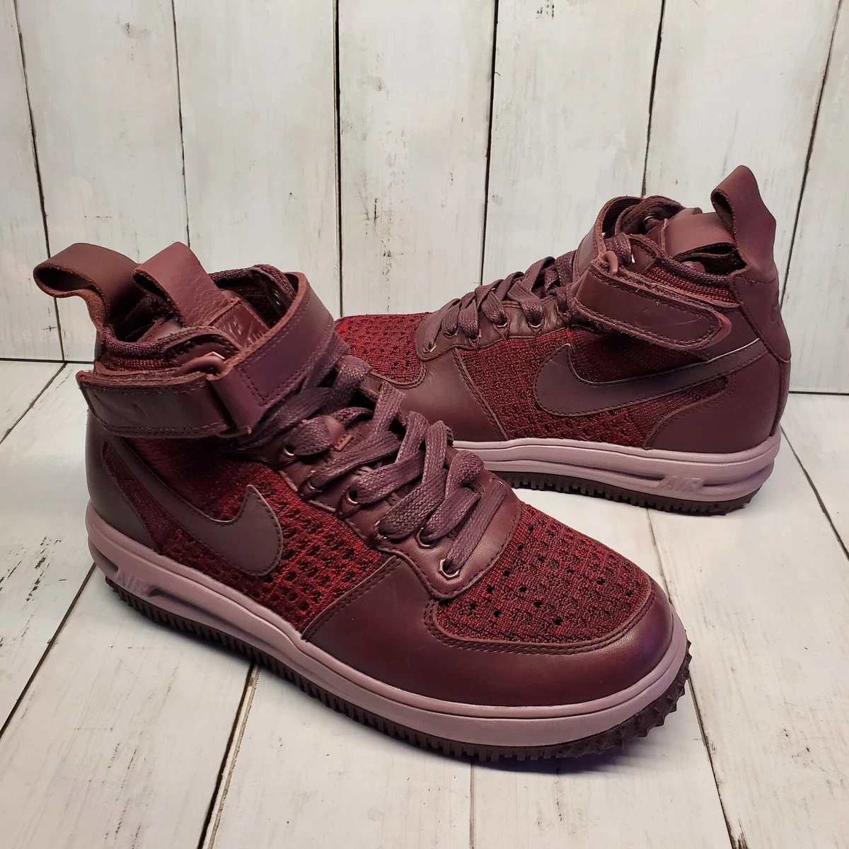 Nike Air Force High Flyknit Work Boot Maroon Burgundy WMNS Sz 7 Nice! | eBay