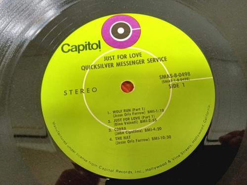 Quicksilver Messenger Service - Just For Love - Vinyl LP 1970 Capitol Records - Picture 8 of 9