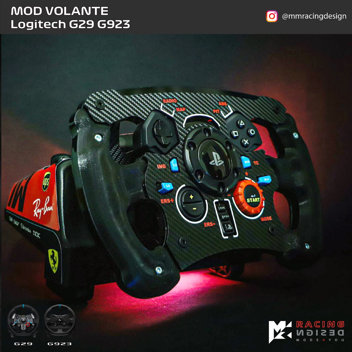 MOD UPGRADE CORONA F1 VOLANTE LOGITECH G29 G923 XBOX PS4 - EASYRIM