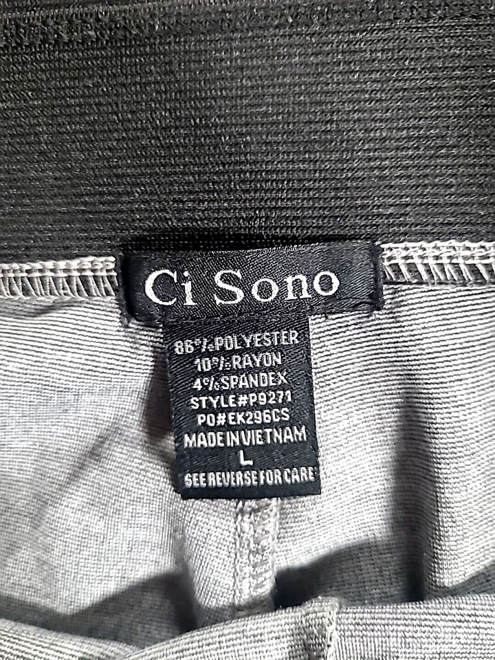 Womens Leggings Pull-On Gray Black Stretch Size Large Waist 32 Ci Sono Brand - Image 2 of 4