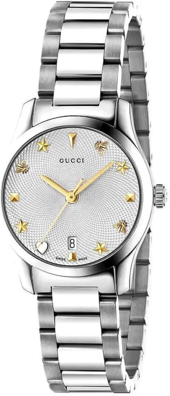GUCCI G-Timeless Silver Dial 27mm Steel Women's Watch YA126572A