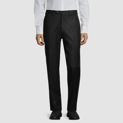 Kiton Men's Black Wool Solid Flat-Front Suit Trouser Dress Pants Size 60