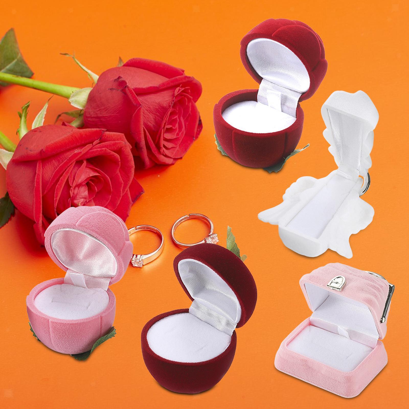 Cute Ring Box Velvet Jewelry Storage Box for Valentine's Day Wedding