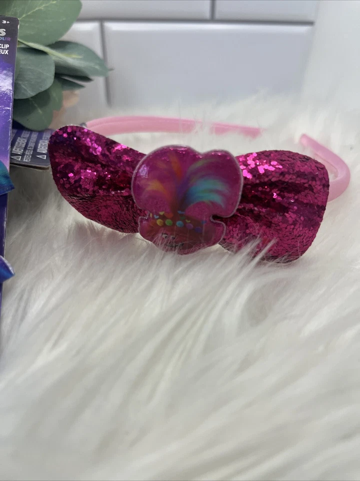 Trolls World Tour Girls Hair Clips And Head Band Set Pink Blue Purple Barrette - Image 2 of 4