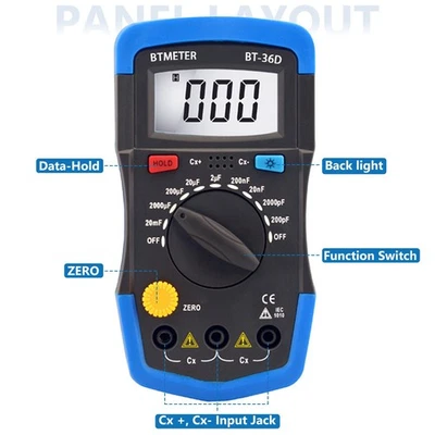 Testeur de capacité numérique 0.1pF-20000uF avec LCD Data Hold - Photo 1/4