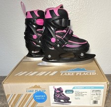 Lake Placid Summit Youth Adjustable Ice Skates 10J-13J Black/Pink LP104PG